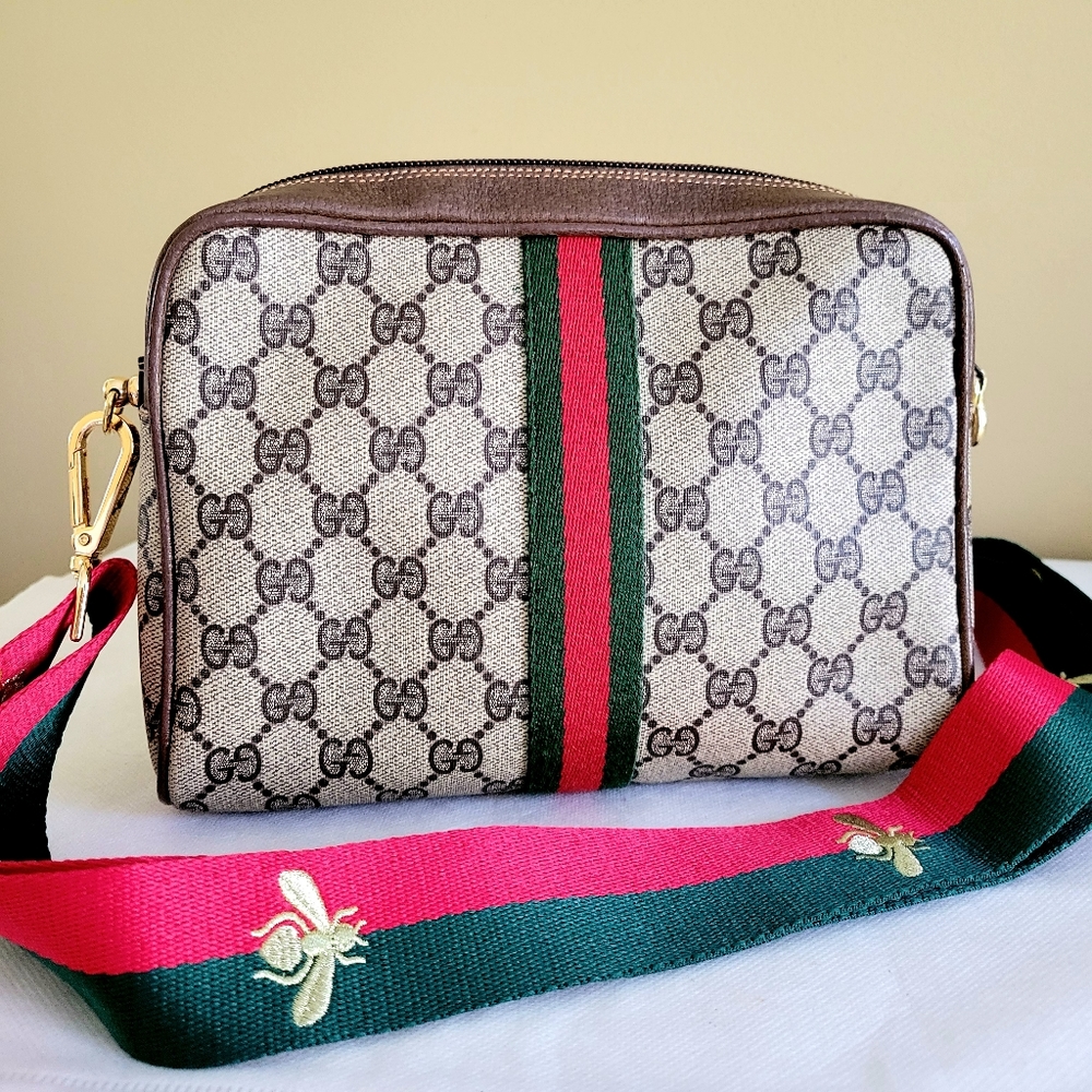 Gucci Web Vintage Clutch Crossbody Handbag